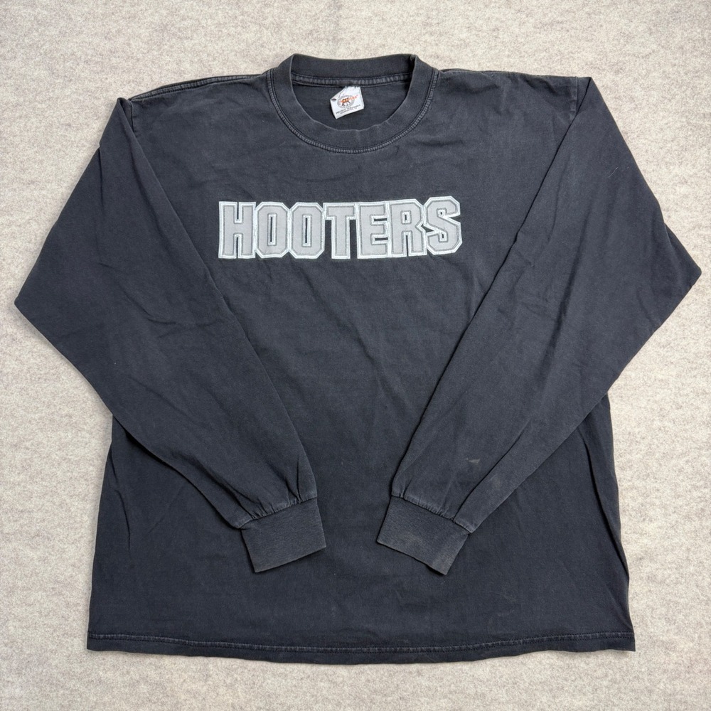 Vintage Hooters Chicago 20th Anniversary Long Sleeve Shirt Black Mens XL